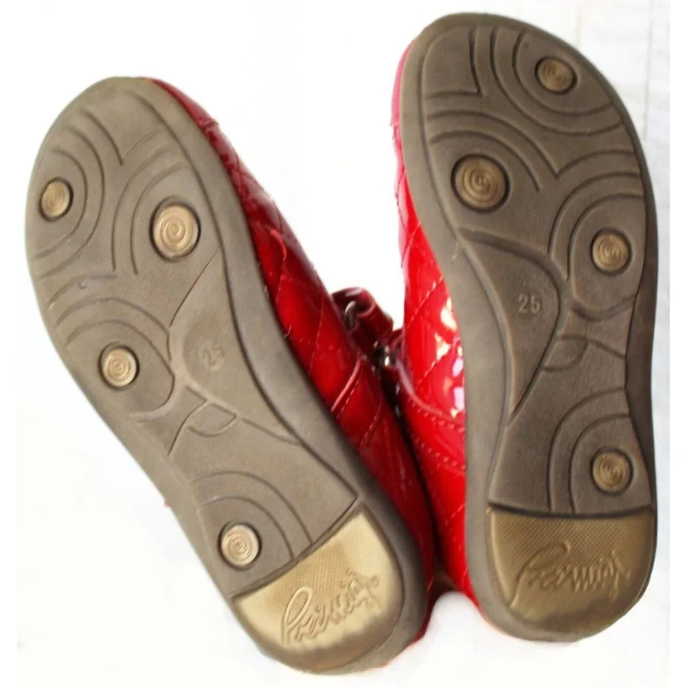Primigi Quilted Look Mary Janes Red Patent Leather Sky Effect System Bow Heart